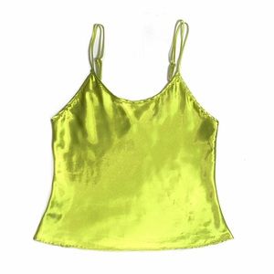 Basement lime green silky spaghetti strap tank top